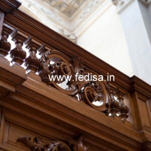 Stylish Brass Wood Stair Railings with Artistic Design No-2955