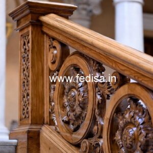 Premium Brass Wood Staircase Design for Villas No-2969