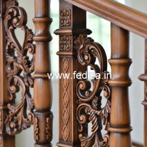 Stylish Brass Wood Balcony Railings with Artistic Finish No-2985
