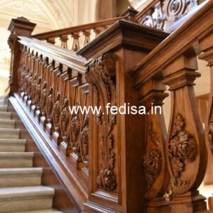 Luxury Brass Wood Staircase Fence with Glass No-2989