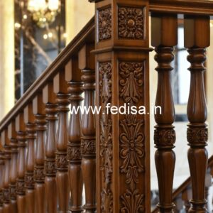 Brass Wood Railing Design for Luxury Homes No-3001