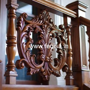 Luxury Brass Wood Balcony Railing Design No-3004