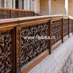 Brass Wood Railing with Glass Panels No-3018