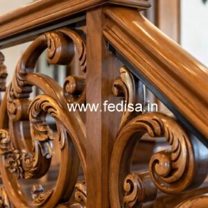 Decorative Brass and Wood Balcony Railings No-3022