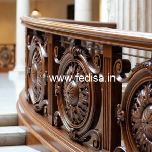 Modern Brass Wood Balcony Design No-3029