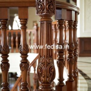 Stylish Brass Wood Balcony Railings No-3038