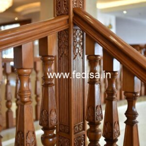 Premium Brass Wood Interior Stair Railings No-3041