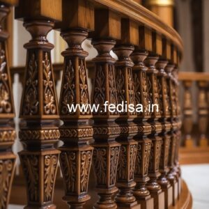 Stylish Brass Wood Railings with Glass No-3044