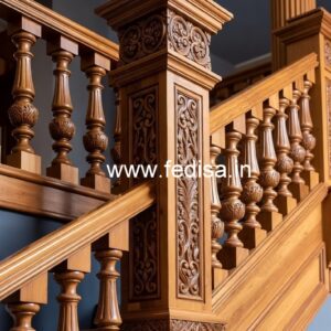 Brass Wood Staircase Side Railing Design No-3050