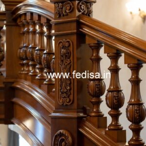 Modern Brass Wood Stair Railings with Glass No-3065