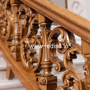 Stylish Brass Wood Balcony Safety Railings No-3069