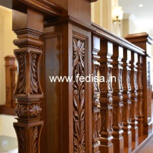 Elegant Brass Wood Staircase Interior Ideas No-3088