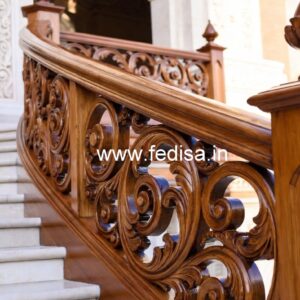 Luxury Brass Wood Balcony Railings with Glass No-3093
