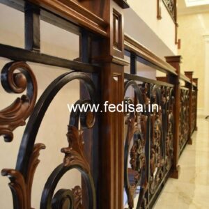 Modern Brass Wood Handrails for Duplex House No-3095