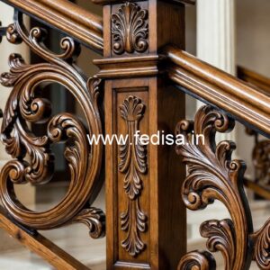 Stylish Brass Wood Staircase Design Inspiration No-3098