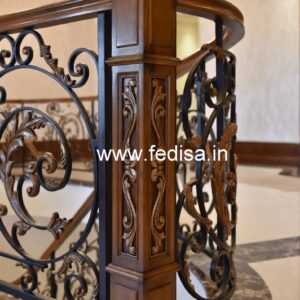Premium Brass Wood Staircase Handrails No-3112