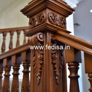 Stylish Brass Wood Fence with Glass Panels No-3118