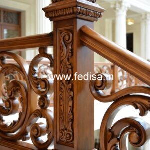 Modern Brass Wood Staircase with Rich Finish No-3121