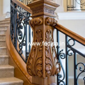 Elegant Brass Wood Staircase Interior Inspiration No-3128