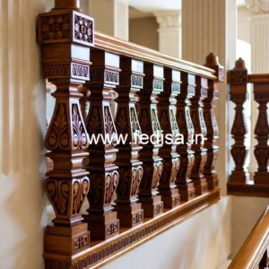 Elegant Brass Wood Staircase Design for Interiors No-3146
