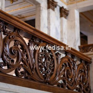 Premium Brass Wood Balcony Railings for Villas No-3148