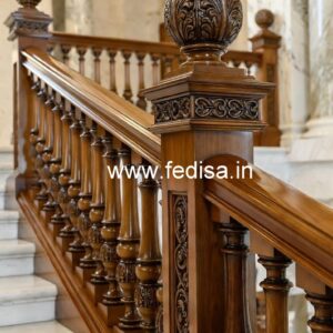 Modern Brass Wood Handrails for Luxury Villas No-3154