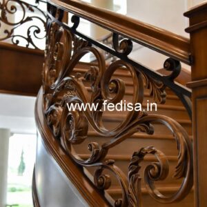 Luxury Brass Wood Handrail Ideas for Homes No-3162