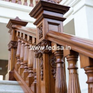 Modern Brass Wood Balcony Railings with Artistic Touch No-3166