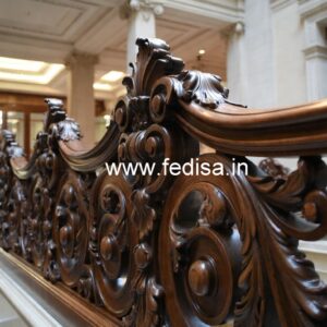 Elegant Brass Wood Balcony Safety Railings No-3176