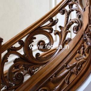 Premium Brass Wood Balcony Railings with Rich Finish No-3181