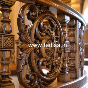 Modern Brass Wood Balcony Handrails with LED Lights No-3188