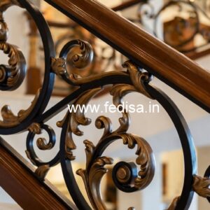 Stylish Brass Wood Staircase with Modern Finish No-3192