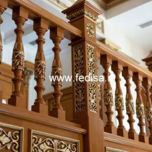 Premium Brass Wood Balcony Safety Fence Ideas No-3193