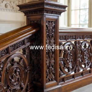 Modern Brass Wood Staircase Railings with Golden Touch No-3195