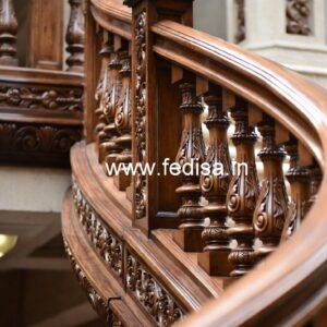 Elegant Brass Wood Railings with Artistic Look No-3199