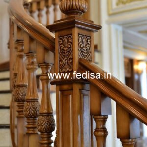 Stylish Brass Wood Handrail for Duplex Homes No-3202