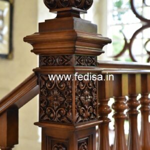 Elegant Brass Wood Staircase Fence Design No-3204