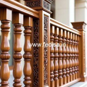 Decorative Brass Wood Interior Stair Railings No-3205