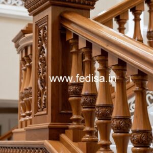 Modern Brass Wood Staircase with Glass Railings No-3207