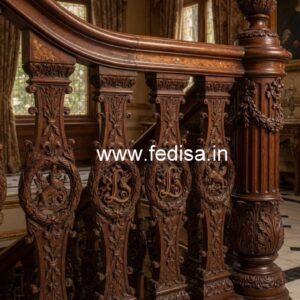 Decorative Brass Wood Balcony Safety Railings No-3217