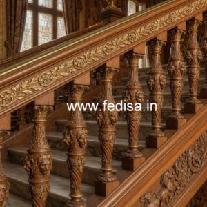 Stylish Brass Wood Handrails with Luxury Finish No-3219