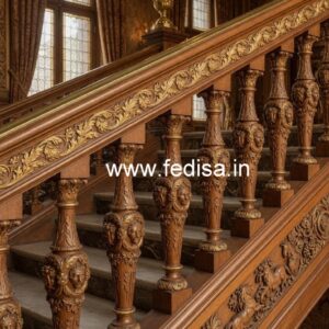 Decorative Brass Wood Railings for Contemporary Homes No-3228