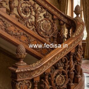 Elegant Brass Wood Railings with Decorative Pattern No-3232