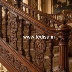 Luxury Brass Wood Staircase Collection for Villas No-3241