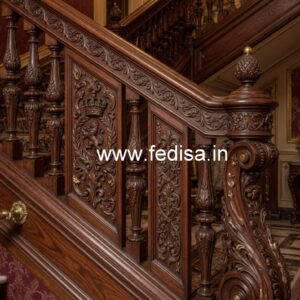 Modern Brass Wood Balcony Decor with LED Lights No-3242