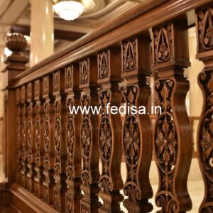 Modern Brass Wood Balcony Railings Inspiration No-3260