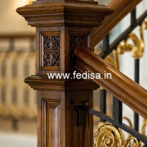 Premium Brass Wood Balcony Fence Design Trends No-3281