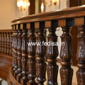 Stylish Brass Wood Balcony Railings with Artistic Finish No-3285