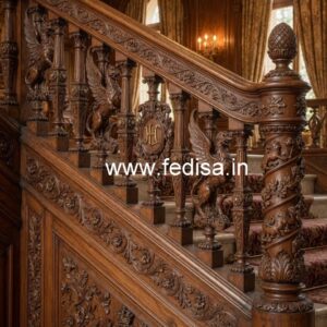 Elegant Brass Wood Staircase Handrails Collection No-3286