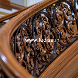 Luxury Brass Wood Staircase Fence with Glass No-3289